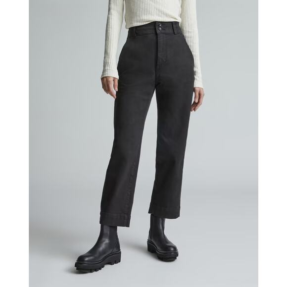 Everlane The Organic Straight-Leg Pant in Black 0 NWT - Picture 1 of 9